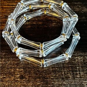 Clear Plastic Tube Bead Bracelet with Gold Accents - Women Jewelry